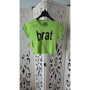 Charli XCX Brat Green Baby Tee Crop Top Women’s Large NWT Y2K Pop